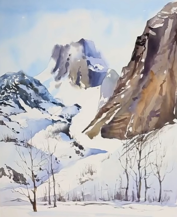 Пейзаж акварелью. Утро в горах - Куцаева (2017)_0.jpg